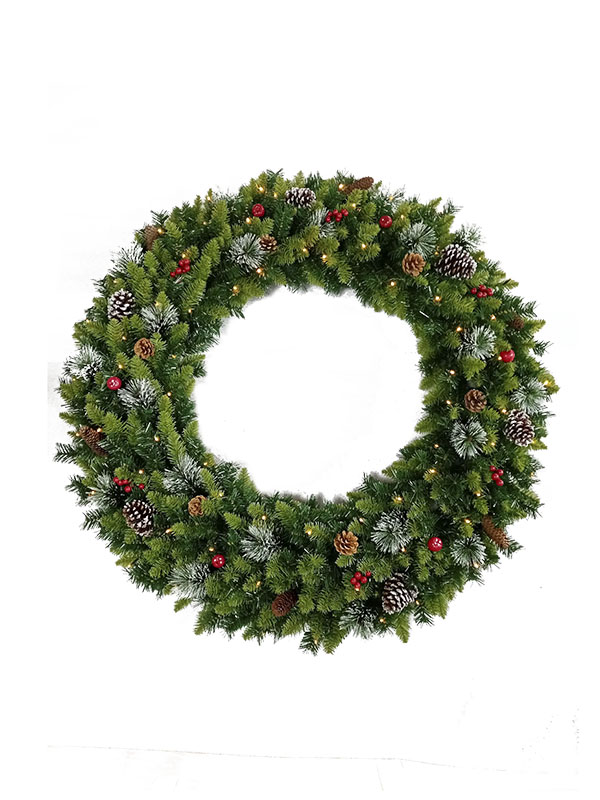 Ghirlanda di Natale con ricca decorazione di pigne-WD21120