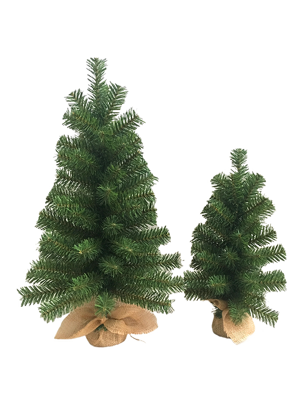 Albero di Natale da tavolo con piede in lino serie PVC-60CM