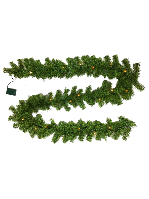 Ghirlanda natalizia in rattan con 24 luci serie PVC-270 cm
