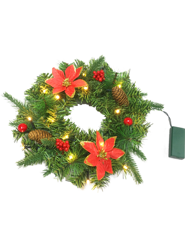 Serie di aghi di pino in PVC PE - Ghirlanda di ghirlanda natalizia da 28 cm più decorazioni
