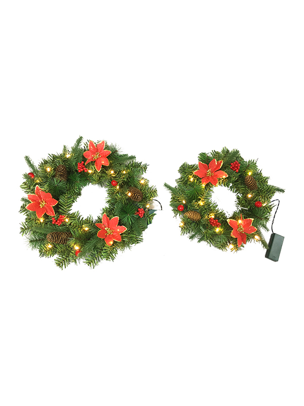 Serie di aghi di pino in PVC PE - Ghirlanda di Natale da 38 cm più decorazioni