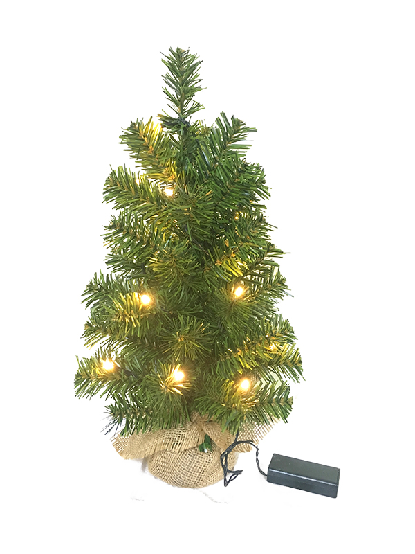 Albero di Natale da tavolo con piede in lino serie PVC-40CM