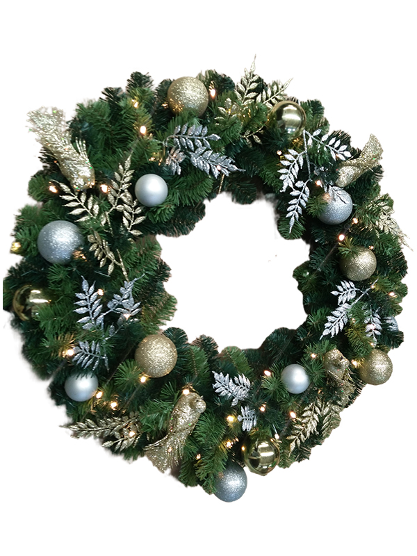 Ghirlanda Di Natale Con Palline Di Colore Blu Argento